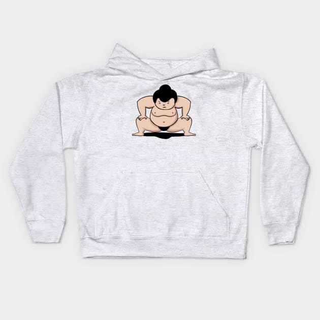 Mighty Showdown: Cartoon Sumo Wrestler Kids Hoodie by Pieartscreation